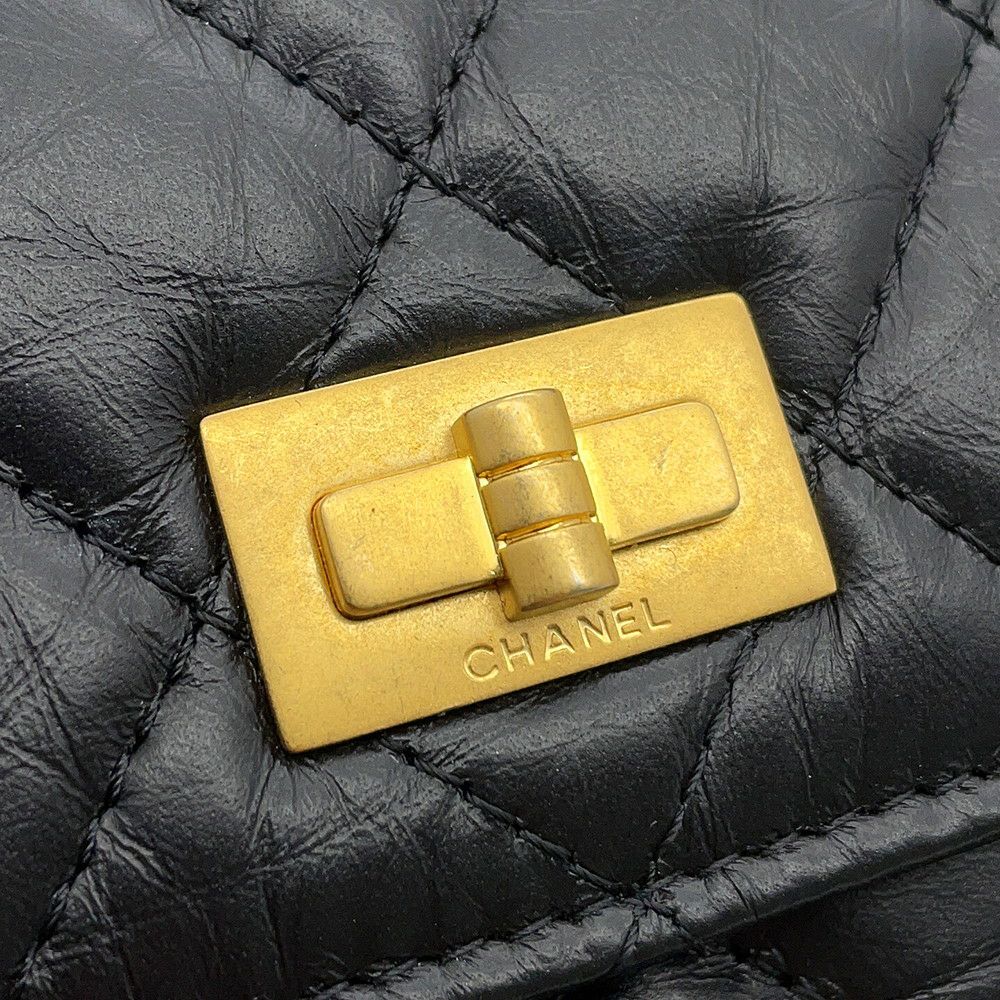 シャネル チェーンウォレット マトラッセ 2.55 ココマーク エイジドカーフレザー AP3169 CHANEL 黒