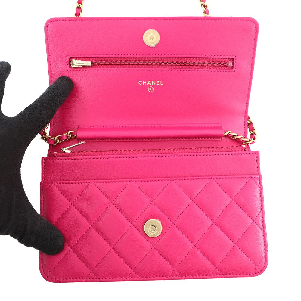 シャネル チェーンウォレット マトラッセ ココマーク ラムスキン AP3405 CHANEL 財布