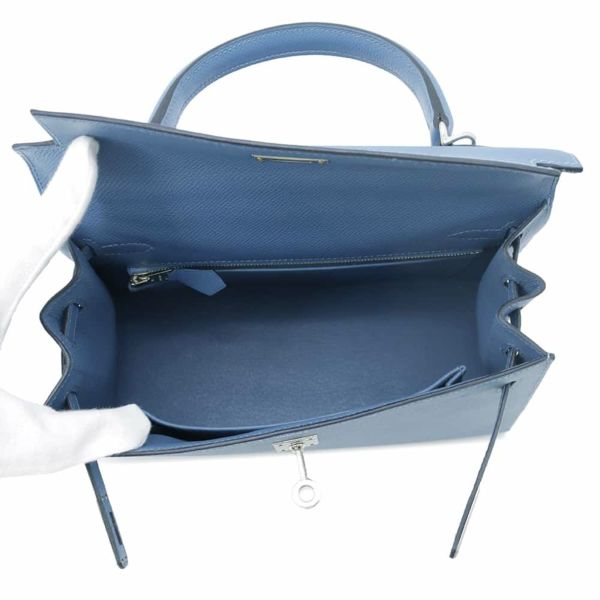 エルメス ハンドバッグ ケリー25 外縫い アズール/シルバー金具 エプソン C刻印 HERMES 2wayショルダー
