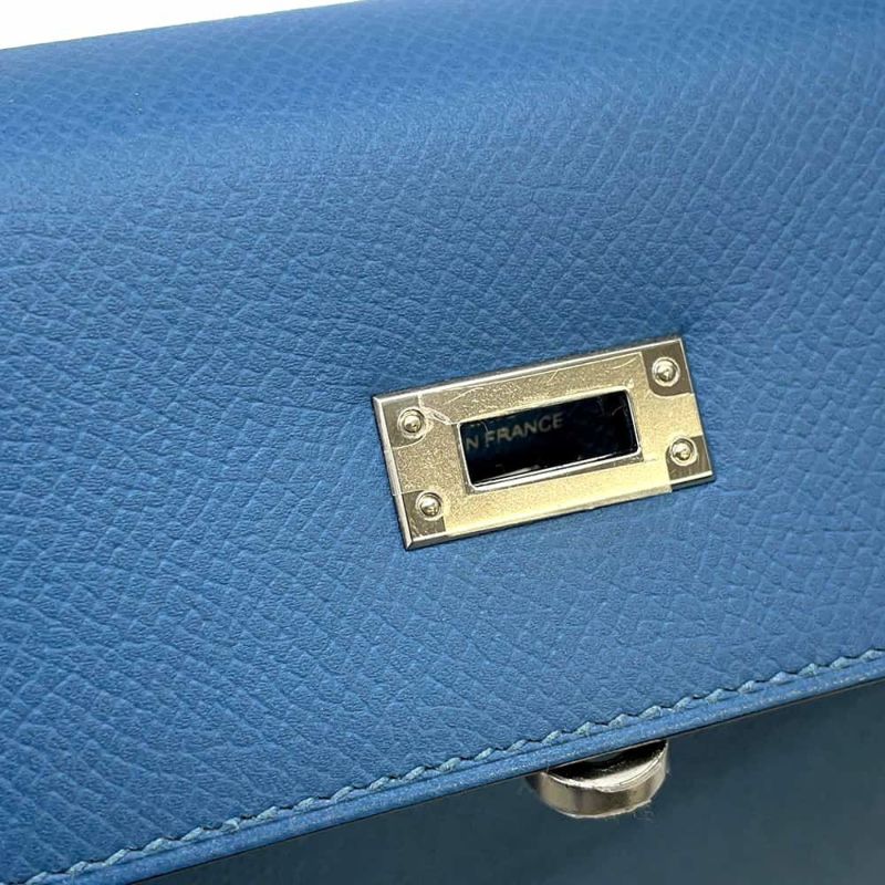 エルメス ハンドバッグ ケリー25 外縫い アズール/シルバー金具 エプソン C刻印 HERMES 2wayショルダー