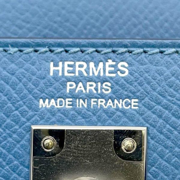 エルメス ハンドバッグ ケリー25 外縫い アズール/シルバー金具 エプソン C刻印 HERMES 2wayショルダー