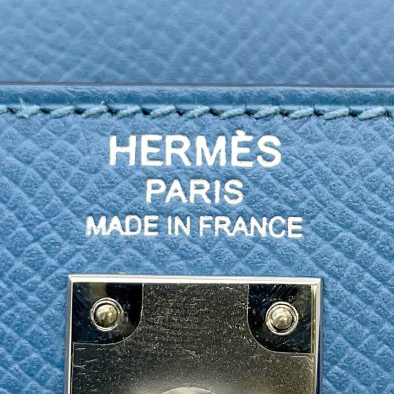 エルメス ハンドバッグ ケリー25 外縫い アズール/シルバー金具 エプソン C刻印 HERMES 2wayショルダー