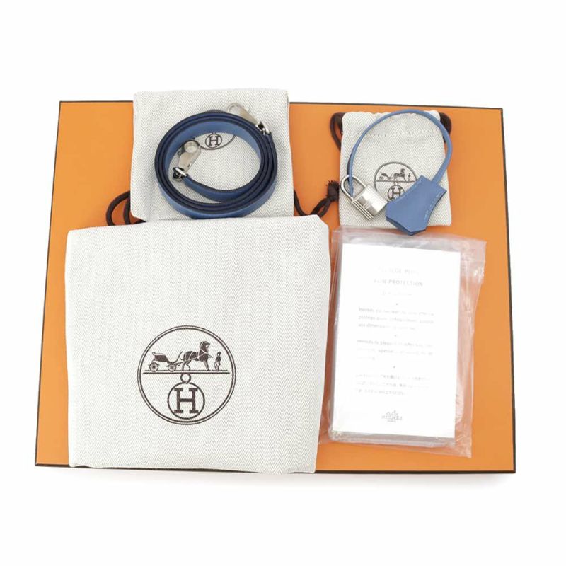 エルメス ハンドバッグ ケリー25 外縫い アズール/シルバー金具 エプソン C刻印 HERMES 2wayショルダー