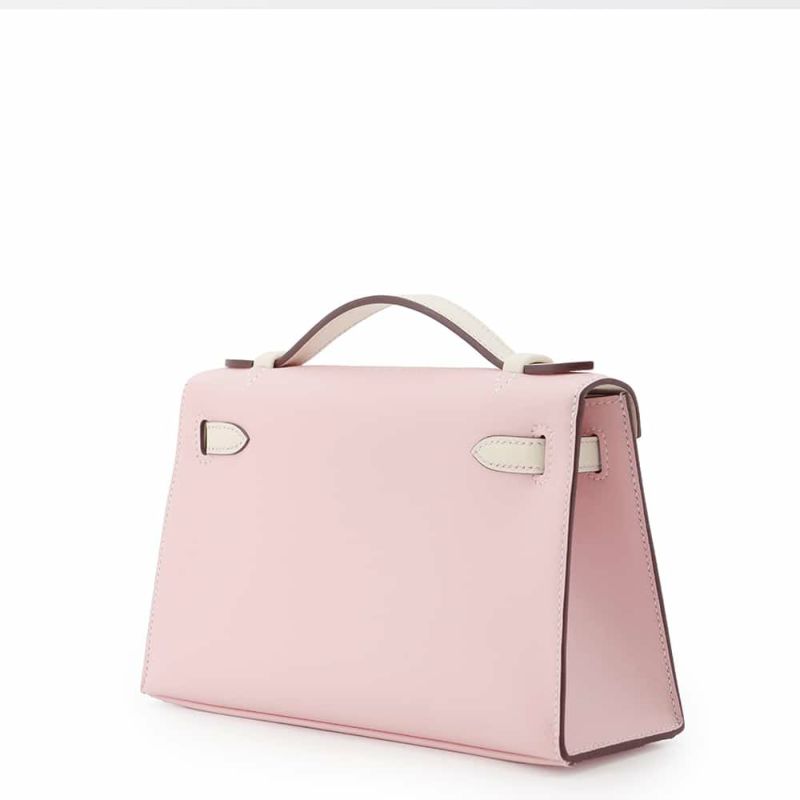 エルメス ハンドバッグ ポシェットケリー ローズサクラ/クレ/ゴールド金具 スイフト W刻印 SPO