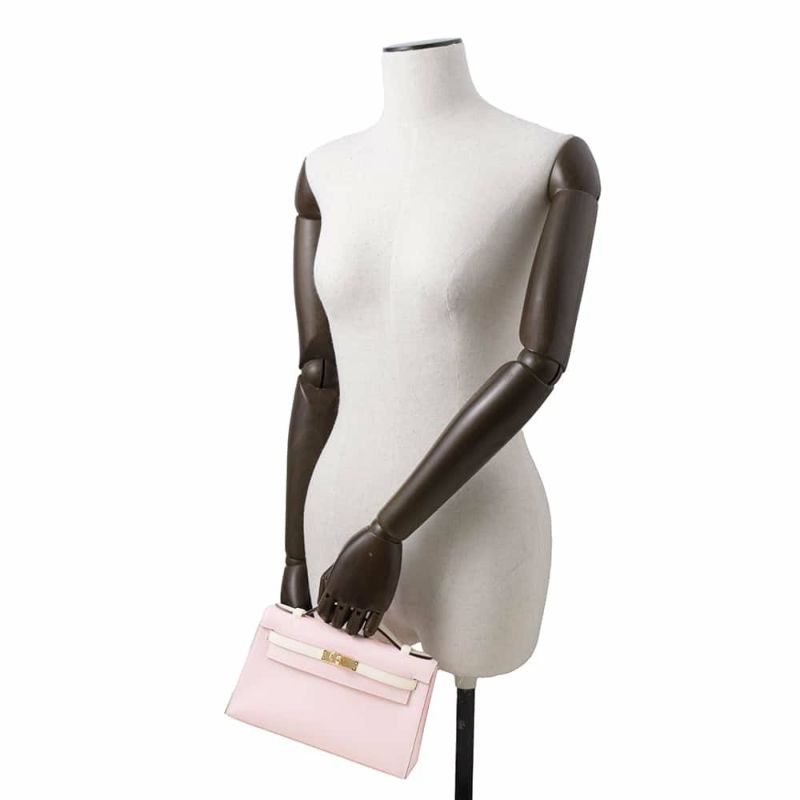 エルメス ハンドバッグ ポシェットケリー ローズサクラ/クレ/ゴールド金具 スイフト W刻印 SPO