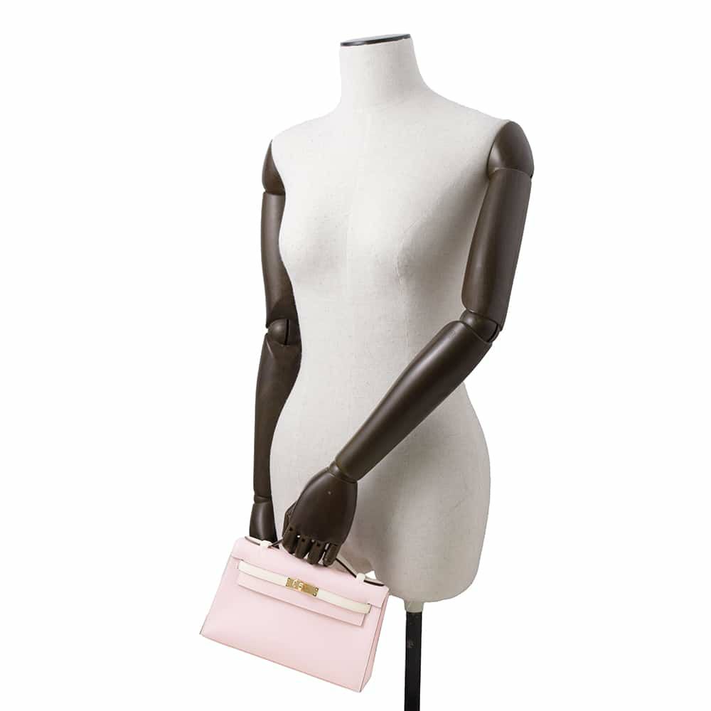 エルメス ハンドバッグ ポシェットケリー ローズサクラ/クレ/ゴールド金具 スイフト W刻印 SPO