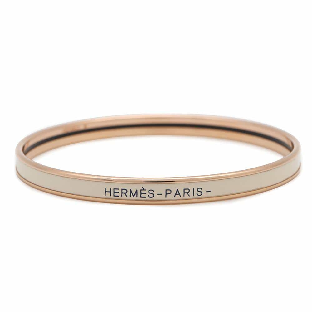 エルメス バングル エナメルブレスレット ユニ クレーム/ピンクゴールド金具 HERMES アクセサリー