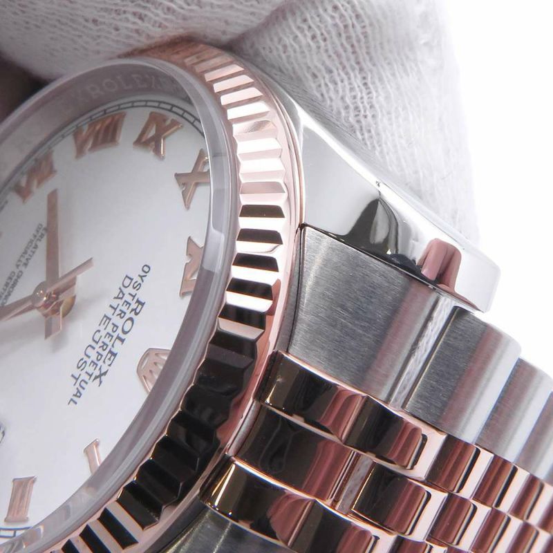 ロレックス デイトジャスト SS/K18PG ランダムシリアル ルーレット 116231 ROLEX 腕時計 白文字盤 ローマン