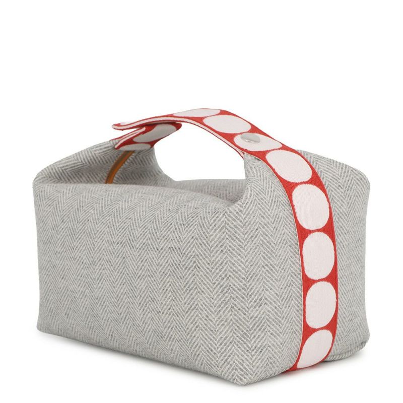 エルメス ポーチ ブリッド・ア・ブラック アニモー・ブロックGM グラニット/シルバー金具 トワル・シェヴロン