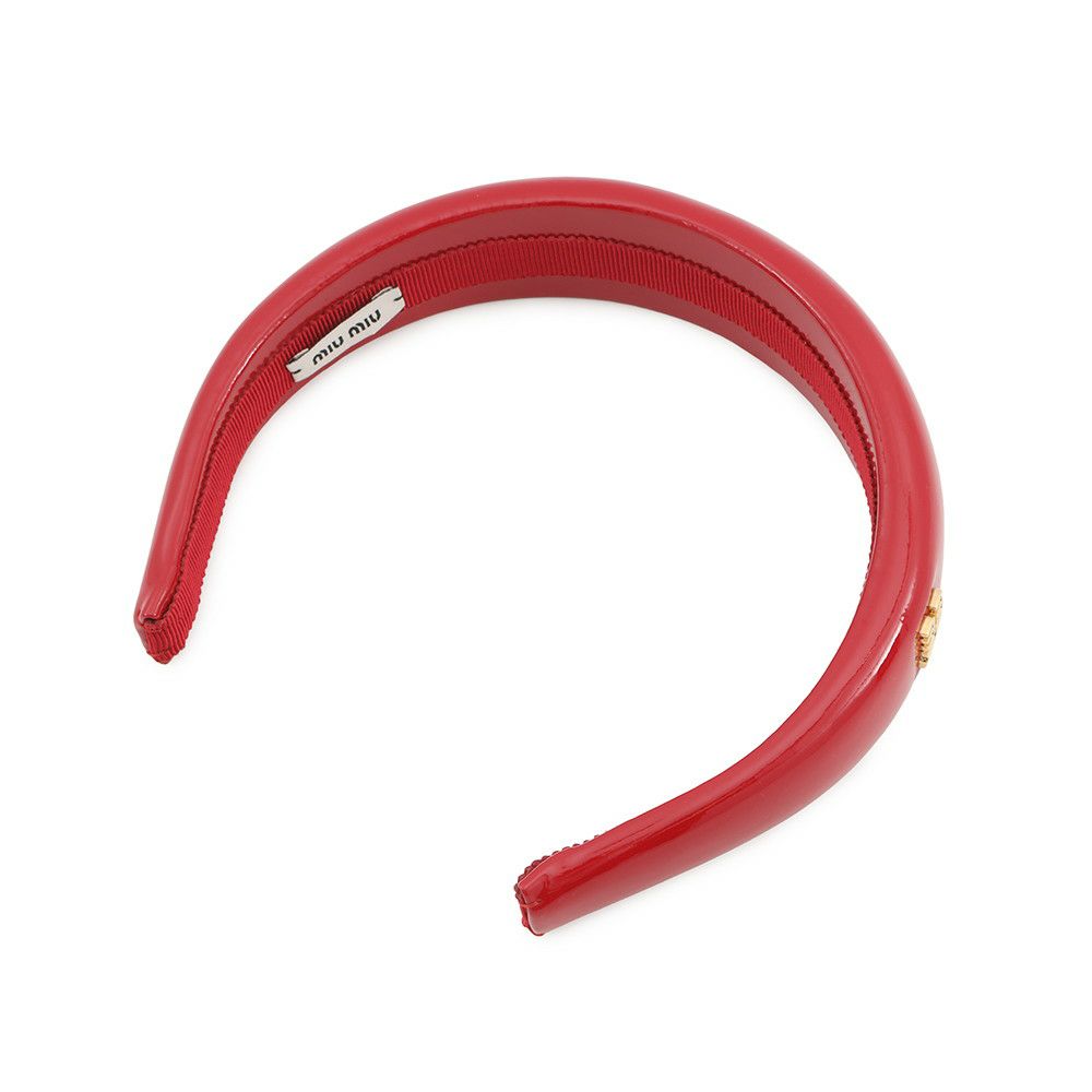 ミュウミュウ カチューシャ ロゴ パテントレザー 5IH025 Miu Miu ヘアアクセサリー