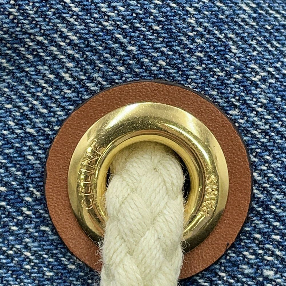 セリーヌ ショルダーバッグ トリオンフ ティーンドローストリング デニム レザー 196532 CELINE