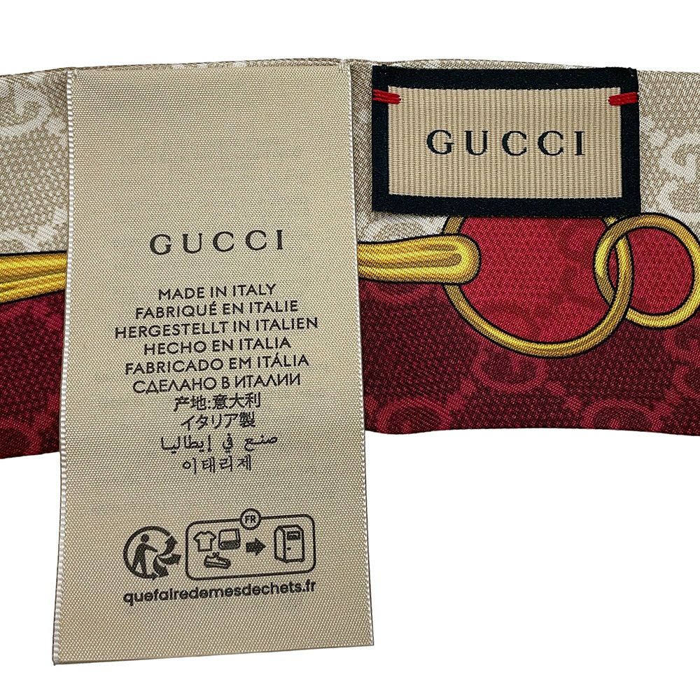 グッチ スカーフ GG チェーン ホースビット プリント シルクツイル リボン シルク 774819 3G001 GUCCI