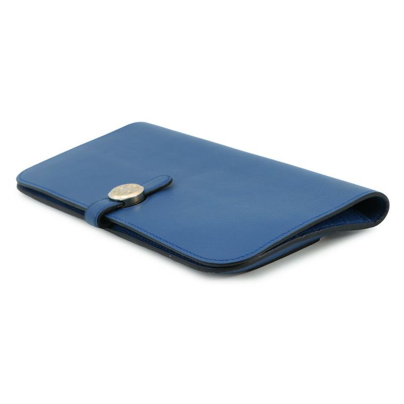 エルメス 長財布 ドゴンロング ブルーアガット/シルバー金具 スイフト C刻印 HERMES 財布