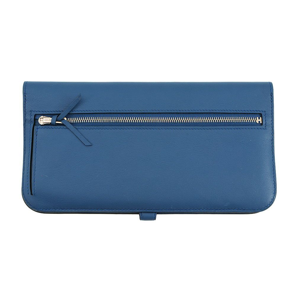 エルメス 長財布 ドゴンロング ブルーアガット/シルバー金具 スイフト C刻印 HERMES 財布