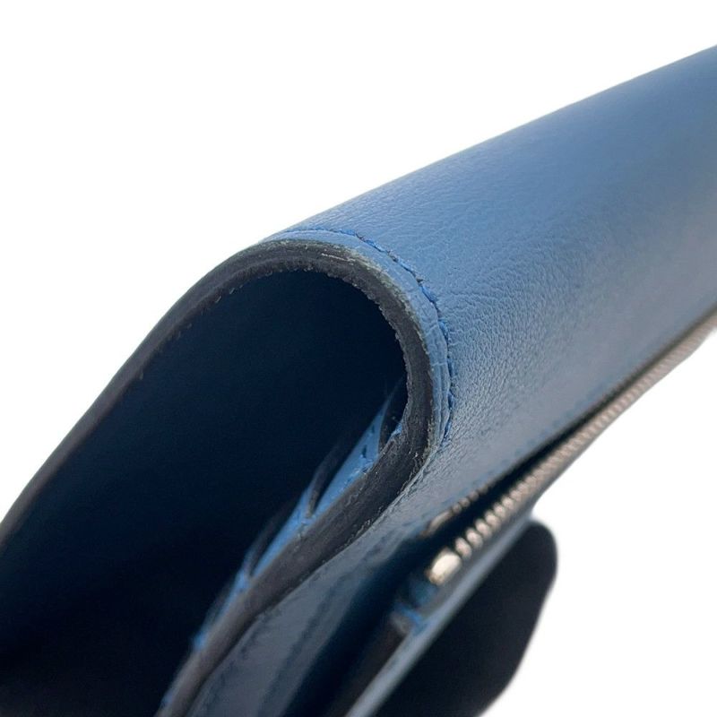 エルメス 長財布 ドゴンロング ブルーアガット/シルバー金具 スイフト C刻印 HERMES 財布