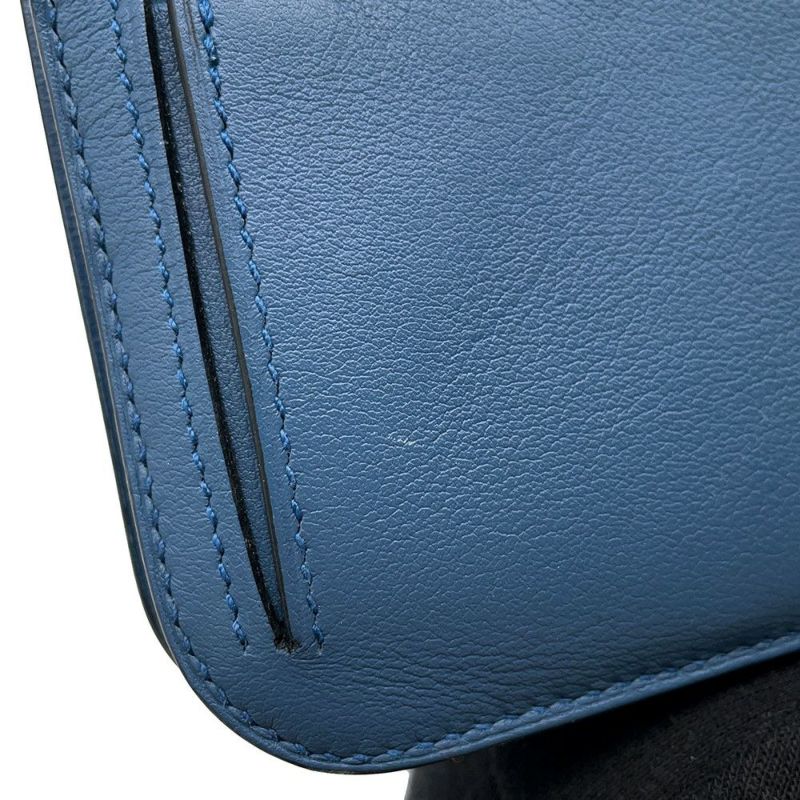 エルメス 長財布 ドゴンロング ブルーアガット/シルバー金具 スイフト C刻印 HERMES 財布