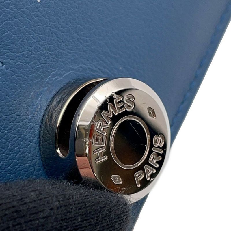 エルメス 長財布 ドゴンロング ブルーアガット/シルバー金具 スイフト C刻印 HERMES 財布