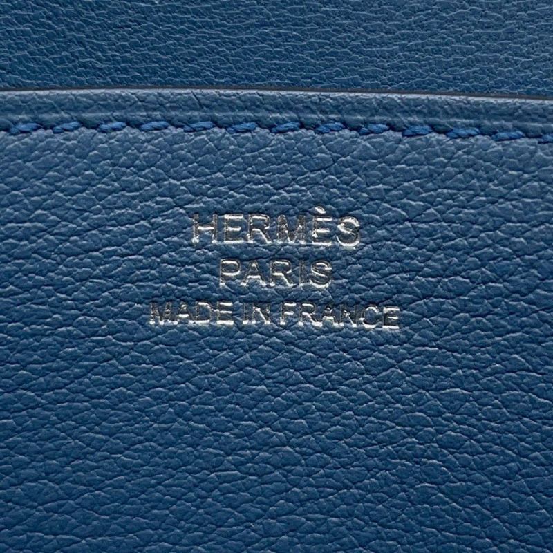 エルメス 長財布 ドゴンロング ブルーアガット/シルバー金具 スイフト C刻印 HERMES 財布