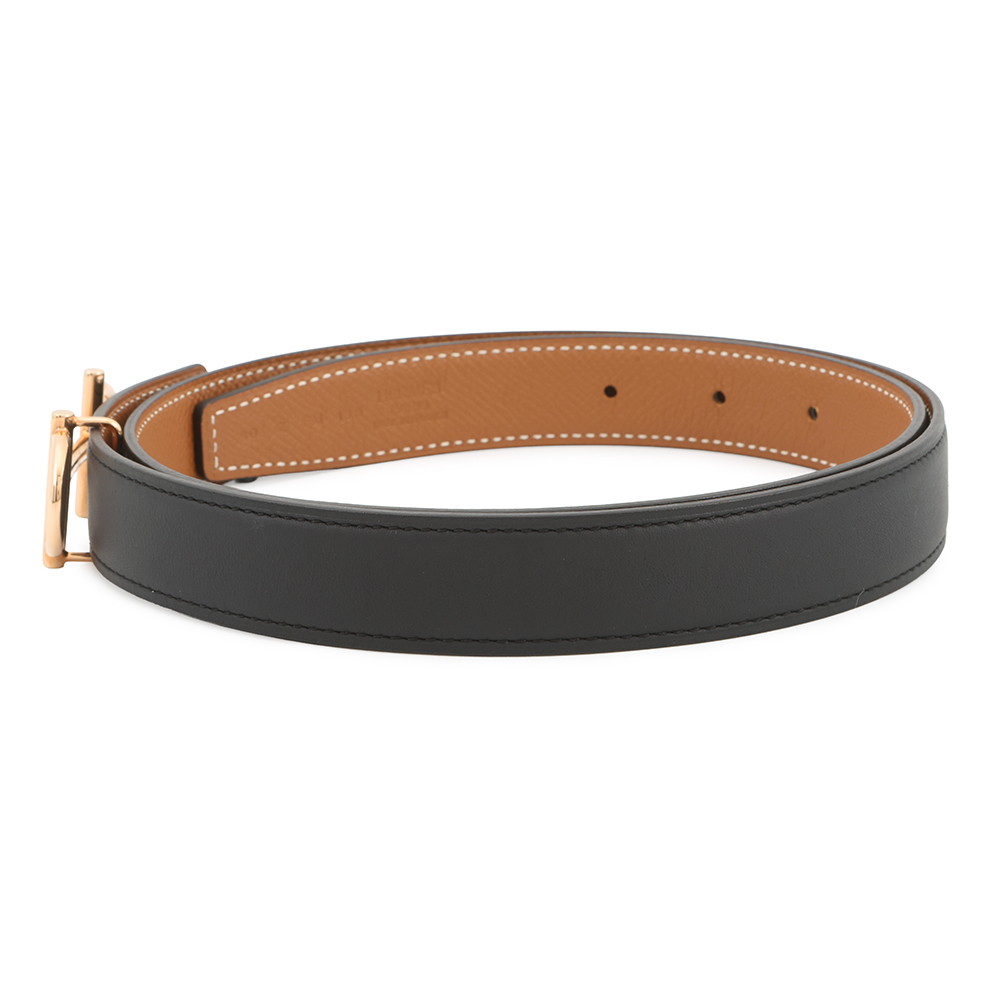 エルメス ベルト ガンマ ブラック/ゴールド/ピンクゴールド金具 スイフト/エプソン Z刻印 サイズ80 黒 リバーシブル