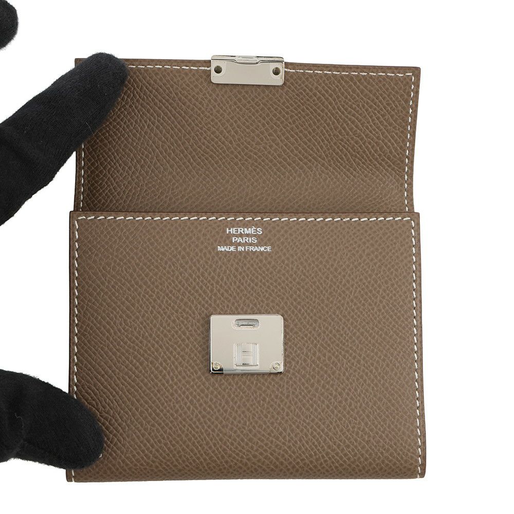 エルメス カードケース クリック ミニ エトゥープ/シルバー金具 エプソン C刻印 HERMES 財布