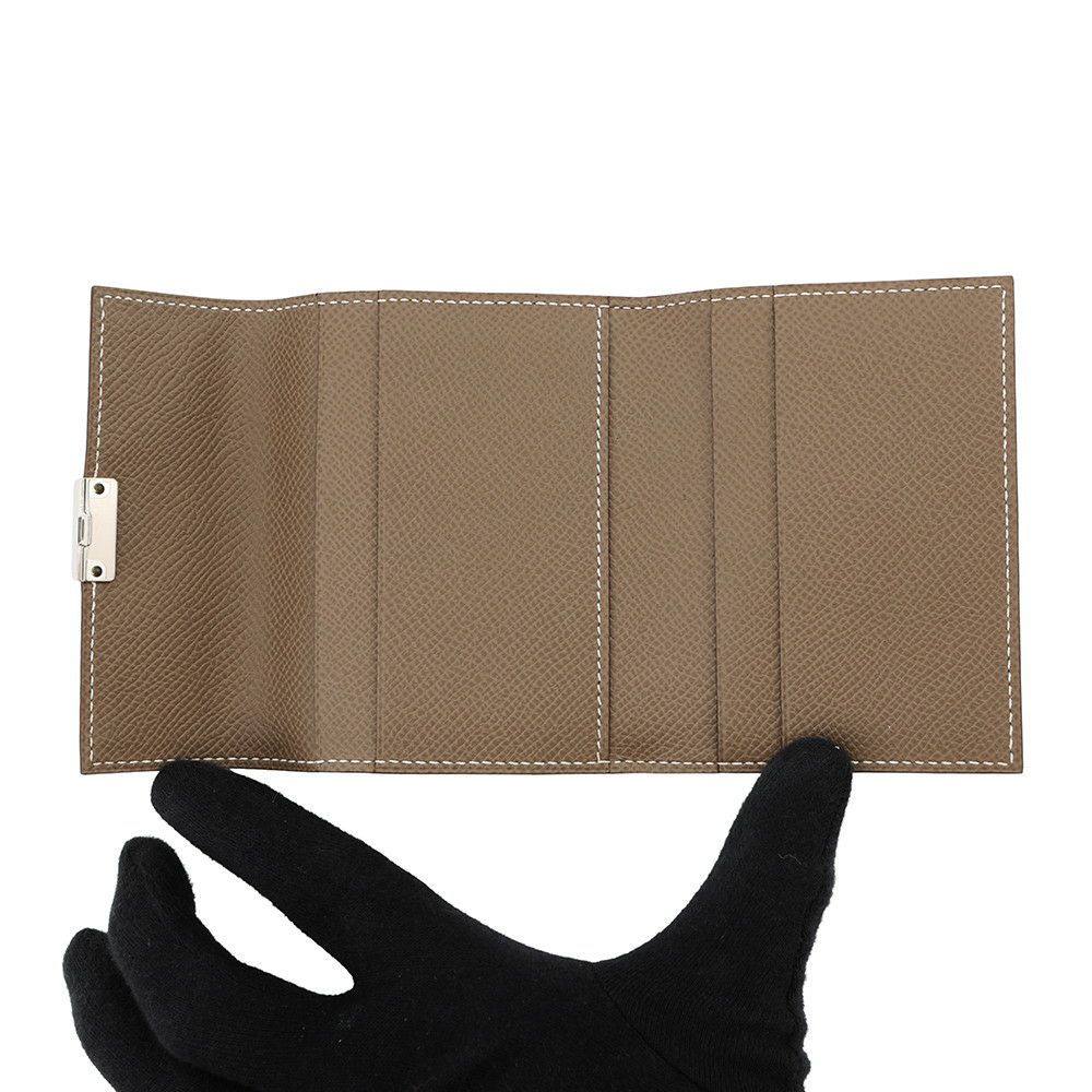 エルメス カードケース クリック ミニ エトゥープ/シルバー金具 エプソン C刻印 HERMES 財布