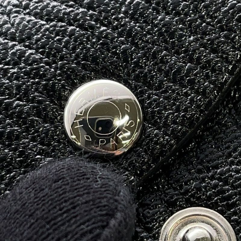 エルメス コインケース カルヴィ デュオ ブラック/シルバー金具 シェブルミゾル Z刻印 財布 黒