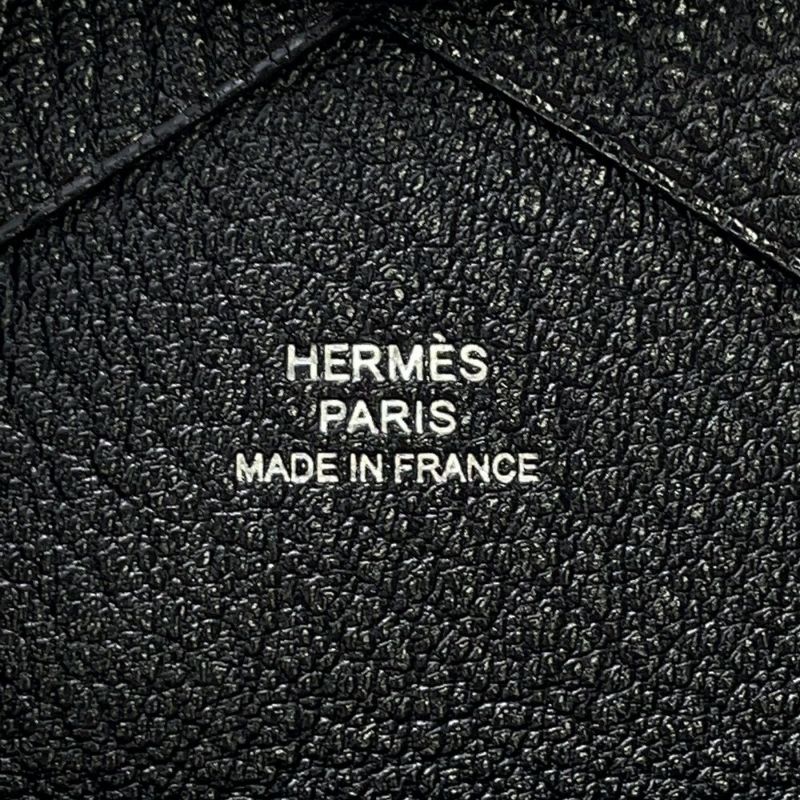 エルメス コインケース カルヴィ デュオ ブラック/シルバー金具 シェブルミゾル Z刻印 財布 黒