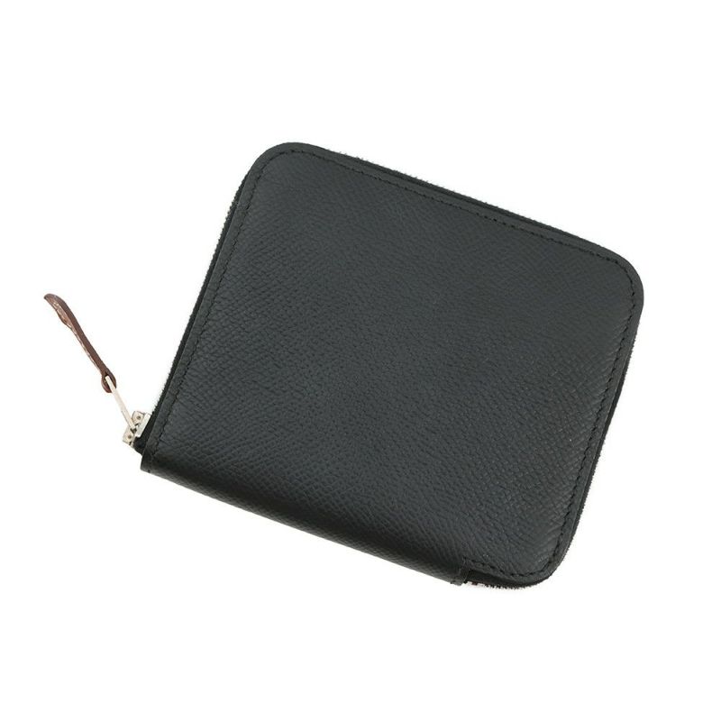 エルメス コインケース アザップコンパクト シルクイン ブラック/シルバー金具 エプソン Y刻印 黒