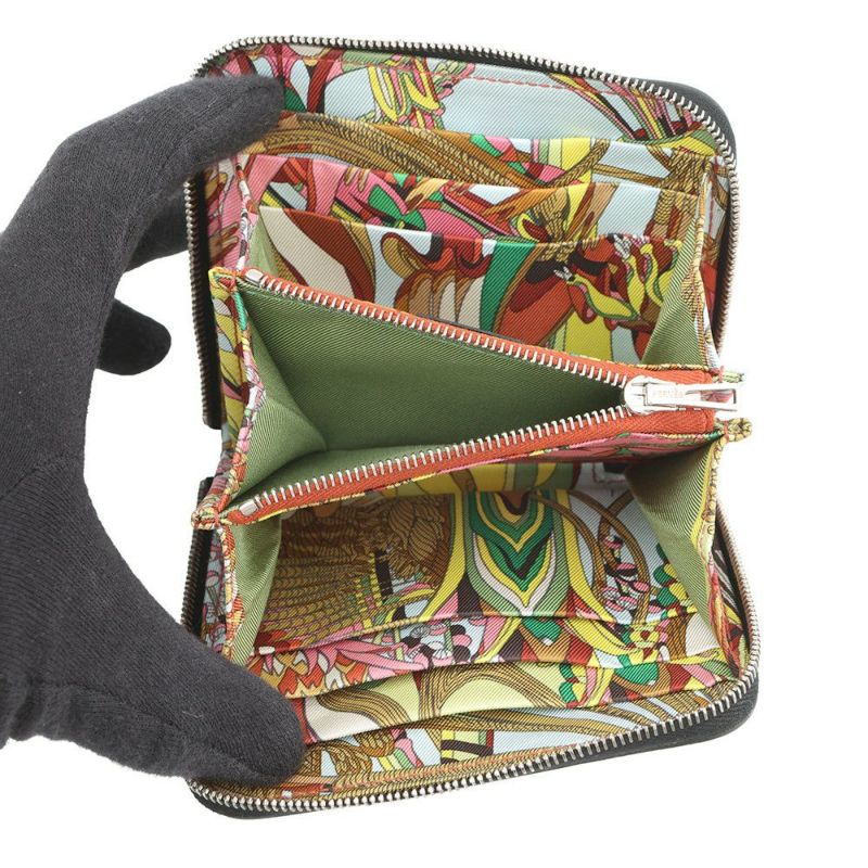 エルメス コインケース アザップコンパクト シルクイン ブラック/シルバー金具 エプソン Y刻印 黒