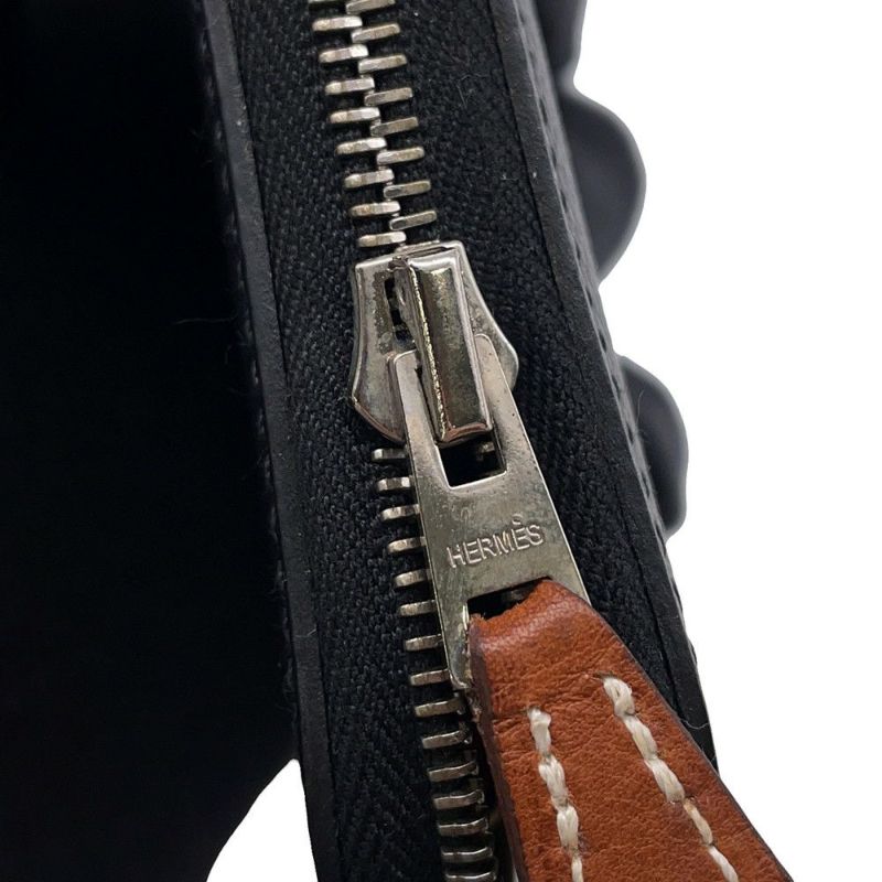 エルメス コインケース アザップコンパクト シルクイン ブラック/シルバー金具 エプソン Y刻印 黒