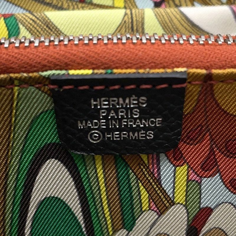 エルメス コインケース アザップコンパクト シルクイン ブラック/シルバー金具 エプソン Y刻印 黒