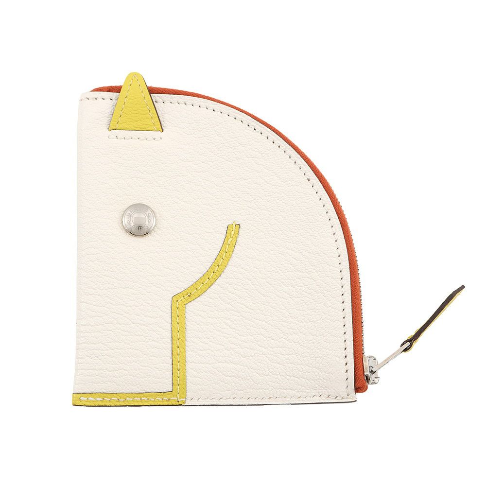 エルメス コインケース パドック ウォレット ナタ/ジョーヌシトロン/シルバー金具 シェブルミゾル Y刻印 財布 シェーブル