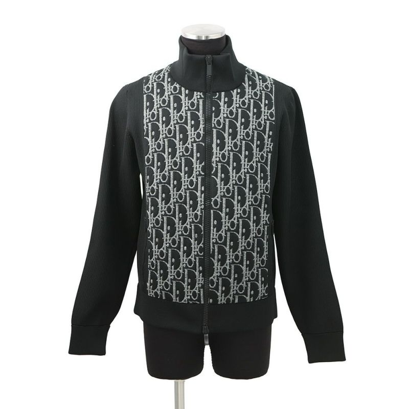クリスチャン・ディオール ジャケット オブリーク ニット テクニカル ジップアップジャケット メンズサイズL 113M421AT195 黒