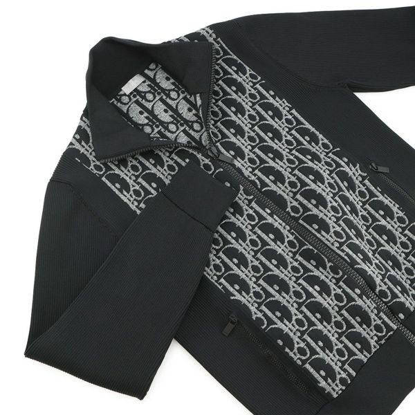 クリスチャン・ディオール ジャケット オブリーク ニット テクニカル ジップアップジャケット メンズサイズL 113M421AT195 黒