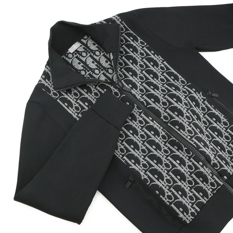 クリスチャン・ディオール ジャケット オブリーク ニット テクニカル ジップアップジャケット メンズサイズL 113M421AT195 黒