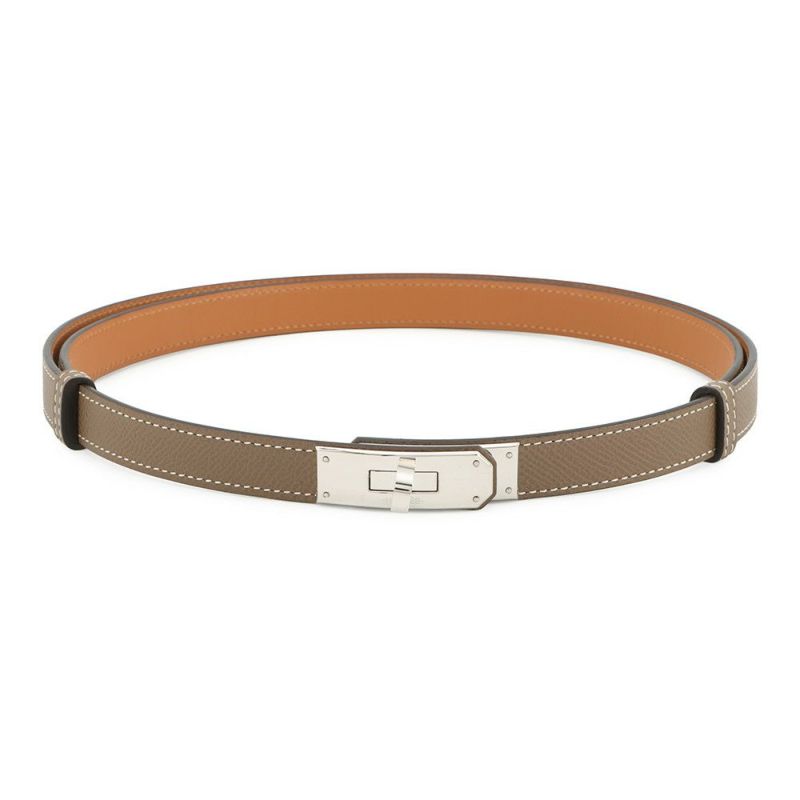 エルメス ケリーベルト エトゥープ/シルバー金具 エプソン U刻印 HERMES べルト