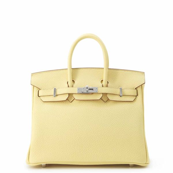 エルメス バーキン25 ジョーヌプッサン/シルバー金具 トゴ W刻印 HERMES Birkin ハンドバッグ