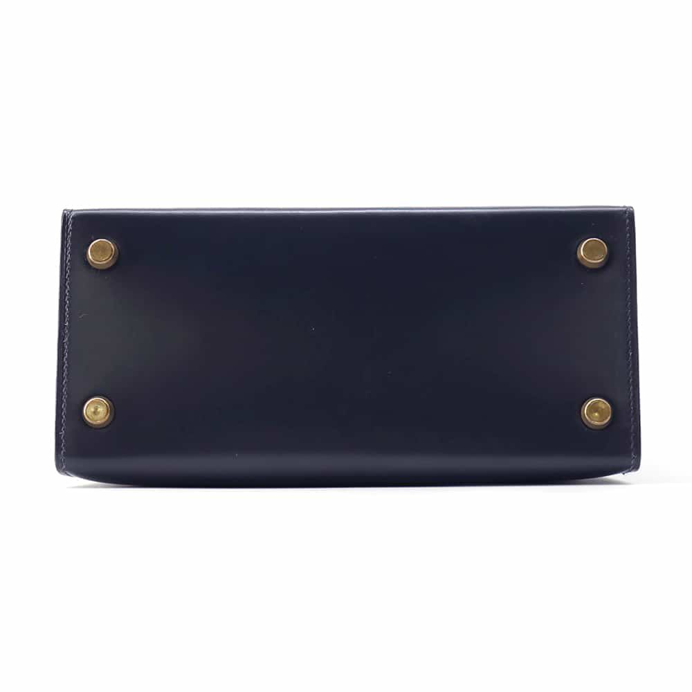 エルメス ショルダーバッグ ケリー ネイビー/ルージュ/ゴールド金具 ボックスカーフ 〇R刻印