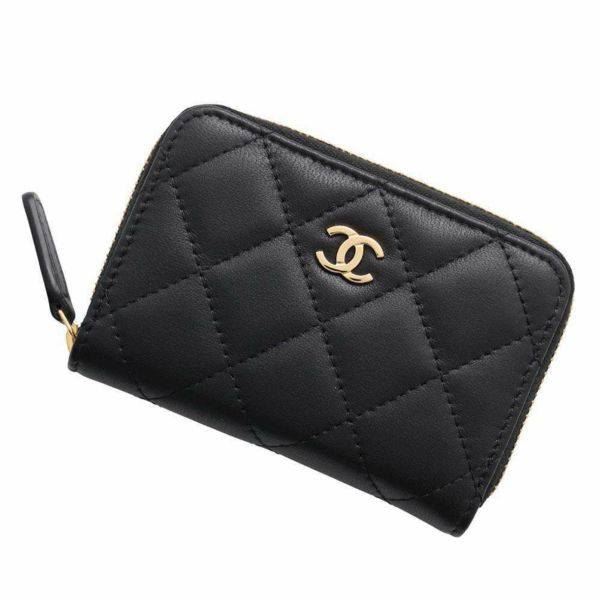 シャネル コインケース マトラッセ ココマーク ラムスキン AP0216 CHANEL 財布 黒