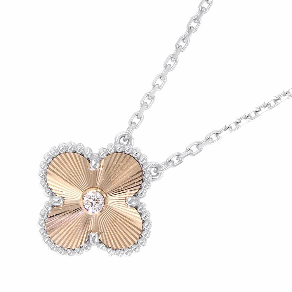 ヴァンクリ ネックレス ヴィンテージ アルハンブラ ギヨシェ ダイヤ 1P K18WG/K18PG VCARPNTH00 2024年ホリデー限定