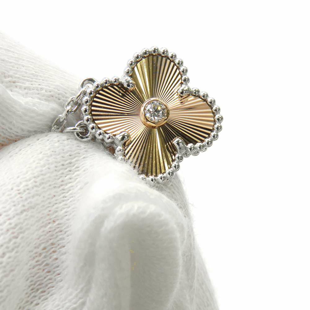 ヴァンクリ ネックレス ヴィンテージ アルハンブラ ギヨシェ ダイヤ 1P K18WG/K18PG VCARPNTH00 2024年ホリデー限定