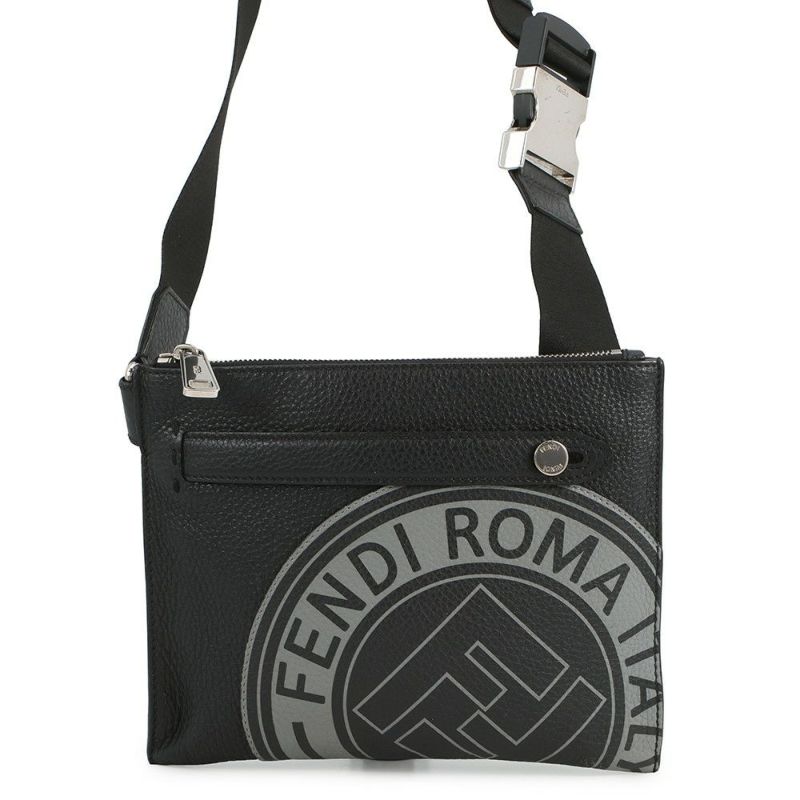 フェンディ ショルダーバッグ FFロゴスタンプ レザー 7VA437 FENDI バッグ ショルダーバッグ 黒 メンズ