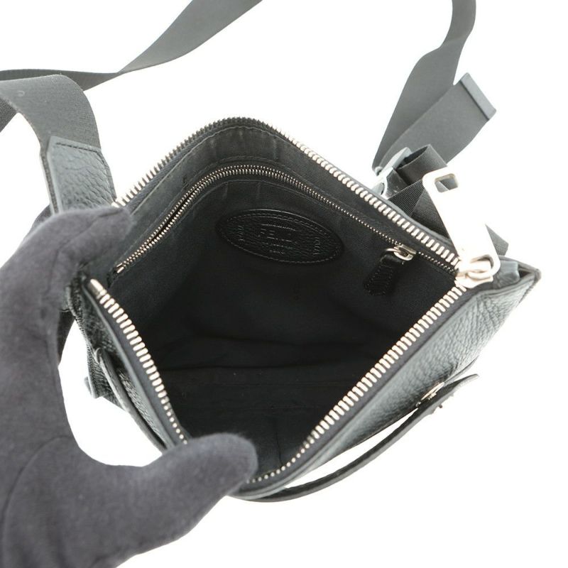 フェンディ ショルダーバッグ FFロゴスタンプ レザー 7VA437 FENDI バッグ ショルダーバッグ 黒 メンズ