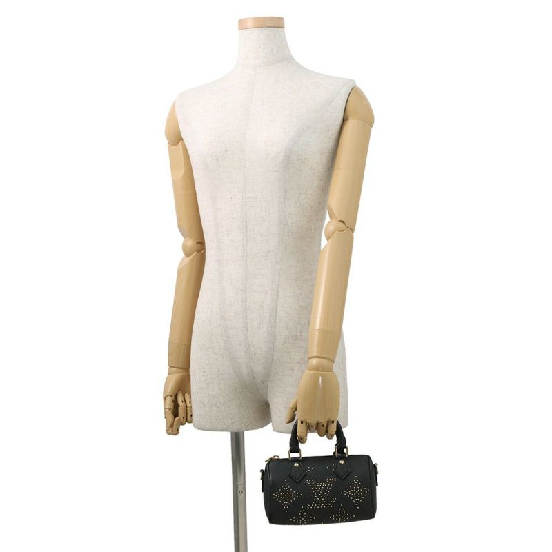 ルイヴィトン ハンドバッグ モノグラム・アンプラント ナノ・スピーディ M46745 ヴィトン バッグ 2wayショルダー 黒 ブラック スタッズ