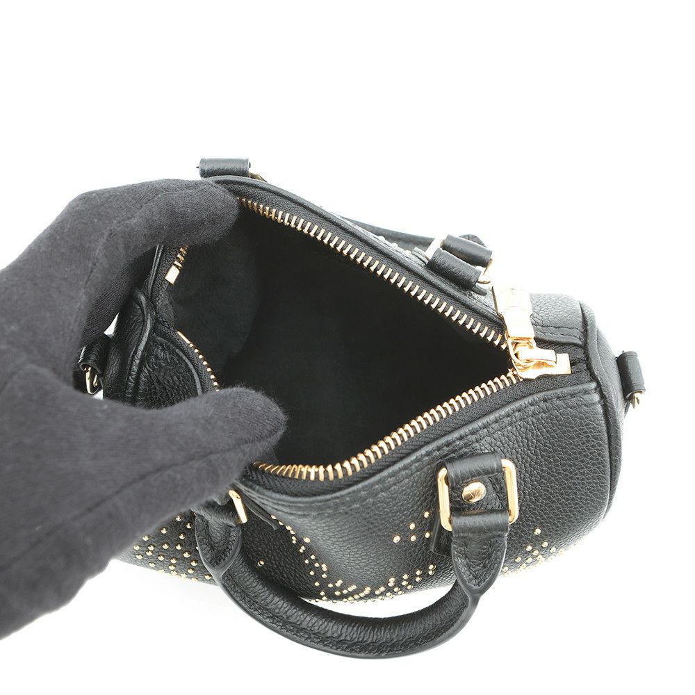 ルイヴィトン ハンドバッグ モノグラム・アンプラント ナノ・スピーディ M46745 ヴィトン バッグ 2wayショルダー 黒 ブラック スタッズ