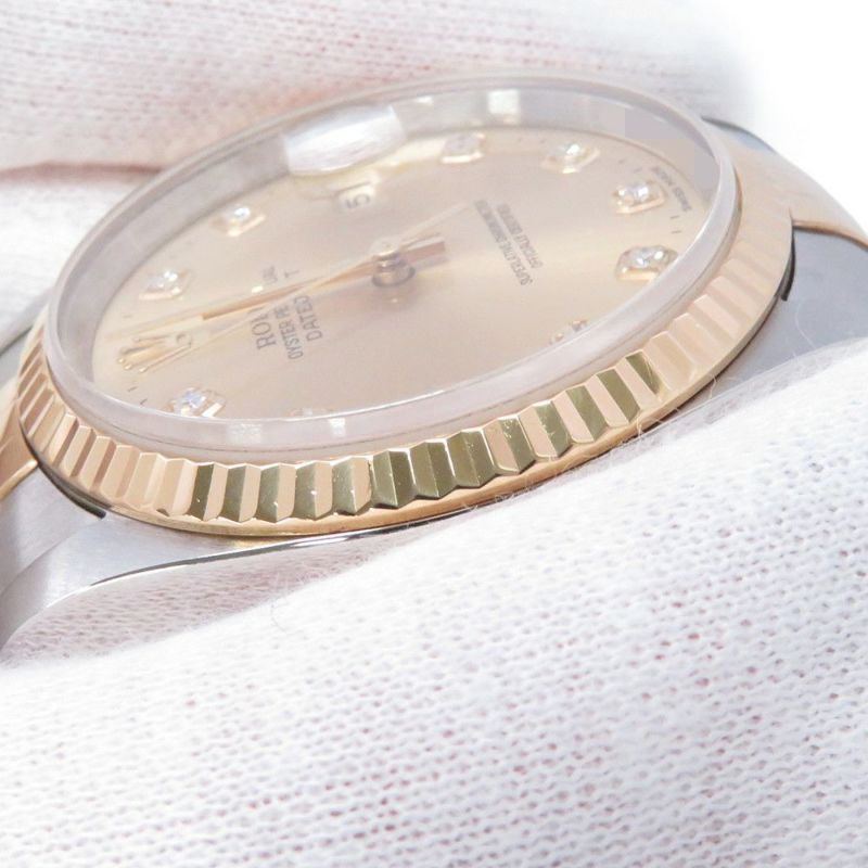 ロレックス デイトジャスト W番 SS/K18YG 16233G ROLEX 腕時計 シャンパン文字盤 10Pダイヤ