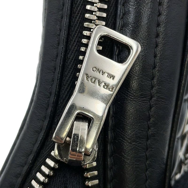プラダ チェーンショルダーバッグ ダイアグラム レザー 1BH083 PRADA 黒