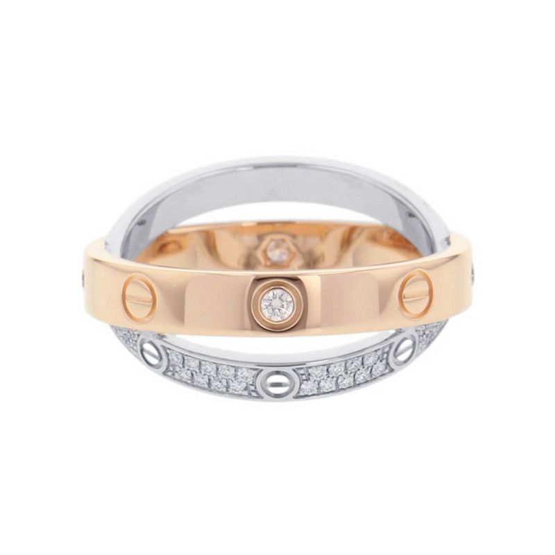 カルティエ リング ビー ラブ LOVE ダイヤモンド K18PGピンクゴールド/K18WGホワイトゴールド リングサイズ52 Cartier 指輪