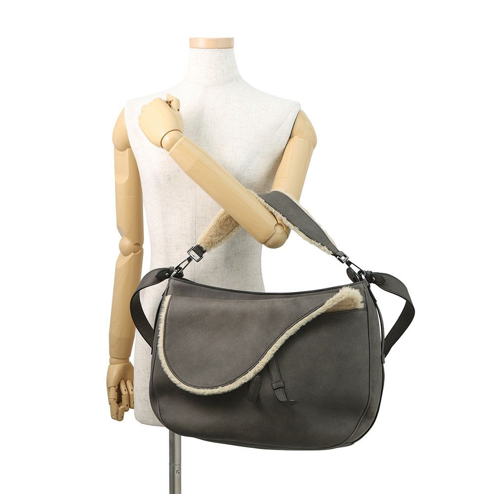 クリスチャン・ディオール ショルダーバッグ サドル レザー ムートン Christian Dior 2way