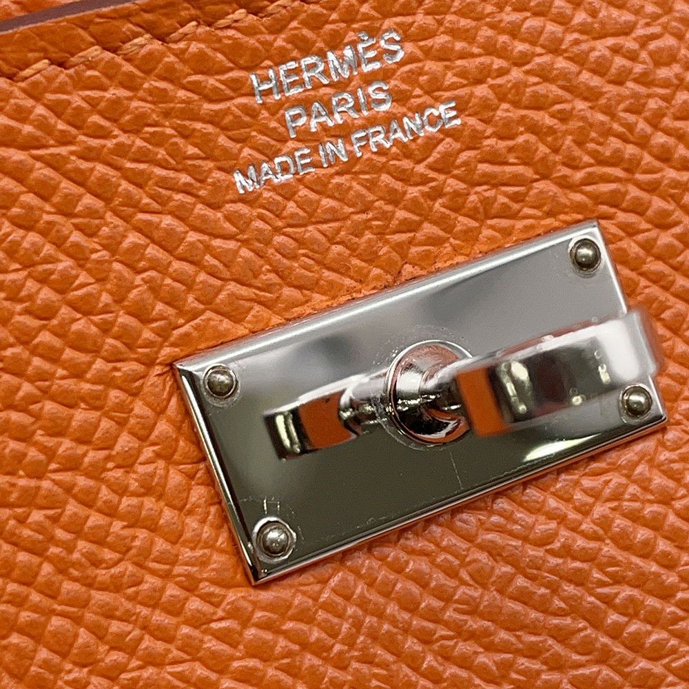 エルメス 長財布 ケリーウォレット ロング オレンジ/シルバー金具 エプソン □O刻印 財布